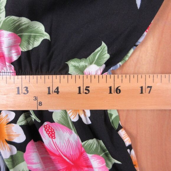 HAWAIIAN HANGOVER Cap Sleeve Maxi Floral Dress Sz 2X Hibiscus Flowers Black NWT - Picture 12 of 13